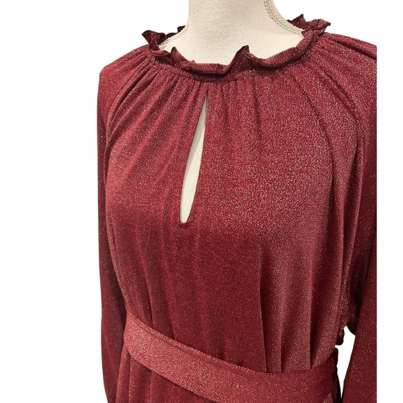 Eloquii Elements Long Sleeve Shimmer Tie Waist Dress - Picture 5 of 8